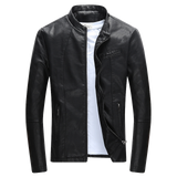 Wordless Autumn Winter Mens Zipper PU Leather Jacket Casual Motorcycle Leather Jacket Men Leisure Clothing Slim Leather Jacket