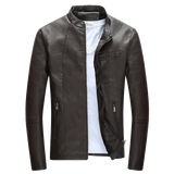 Wordless Autumn Winter Mens Zipper PU Leather Jacket Casual Motorcycle Leather Jacket Men Leisure Clothing Slim Leather Jacket