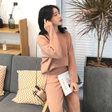 Women Sweater Two Piece knitted Sets Slim Tracksuit 2019 Spring Autumn Fashion Sweatshirts Sporting Suit Female