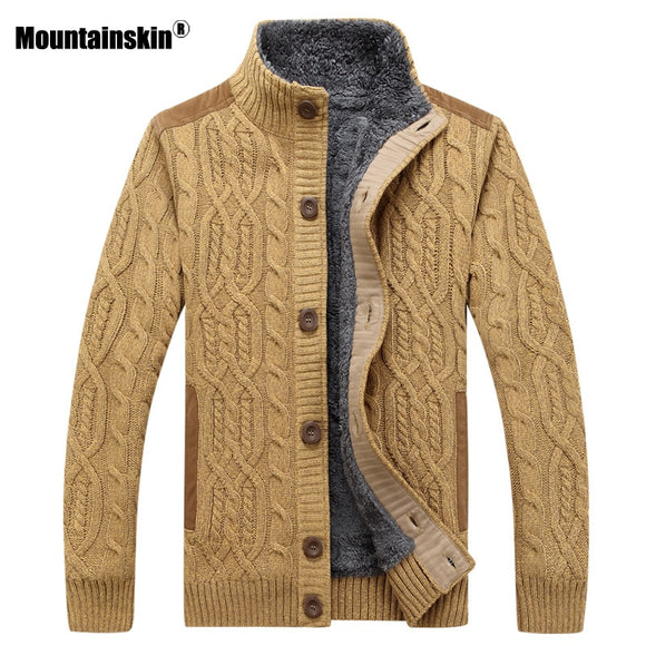 Mountainskin Mens Thick Sweaters Winter Autumn Men Sweater Coat Velvet Warm Cardigan Jacket Male Brand Clothing SA859