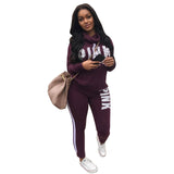 Plus Size 2019 New PINK Letter Print Two Piece Set Sportswear Tracksuit Women High Neck Conjunto Feminino Sweatshirt Set Outfits