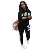 Plus Size 2019 New PINK Letter Print Two Piece Set Sportswear Tracksuit Women High Neck Conjunto Feminino Sweatshirt Set Outfits