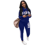 Plus Size 2019 New PINK Letter Print Two Piece Set Sportswear Tracksuit Women High Neck Conjunto Feminino Sweatshirt Set Outfits