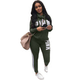 Plus Size 2019 New PINK Letter Print Two Piece Set Sportswear Tracksuit Women High Neck Conjunto Feminino Sweatshirt Set Outfits